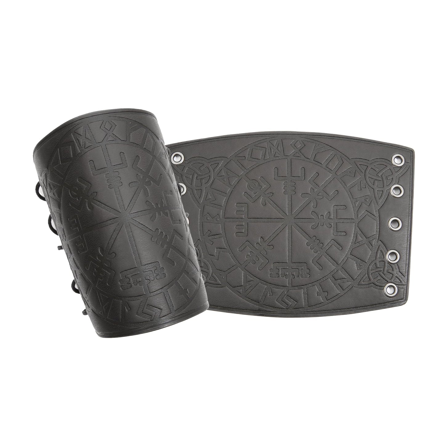 GelConnie Leather Gauntlet Wristband Viking Leather Arm Guard Medieval Armor Bracers Leather Armband Wrist Guards Cosplay Black Leather Bracers