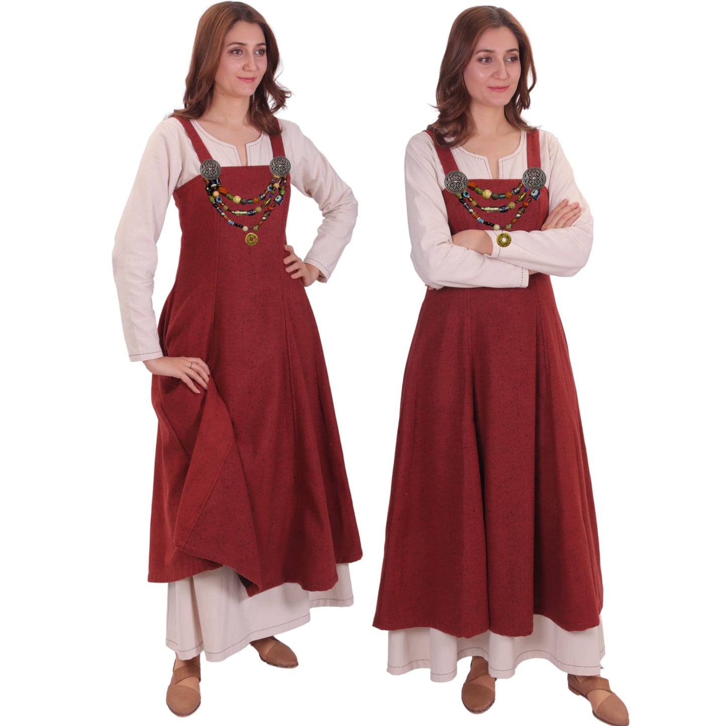 Wool Viking Apron Overdress with Laced Back