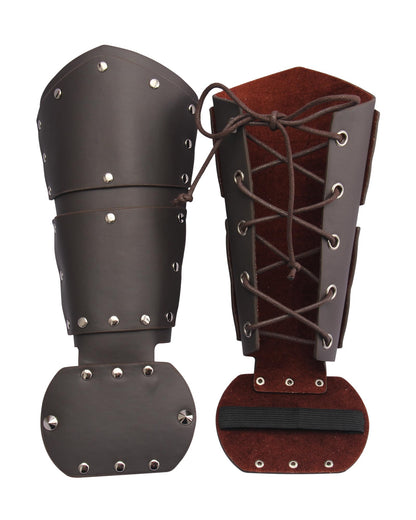 Leather Gauntlet Wristband Medieval Bracers Viking Wrist Guards Archery Guards Bracers Wide Arm Armor Cuff for Women Men 2PCS Knight Wrist Bracers