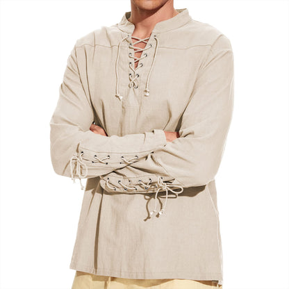 Viking Lace-Throat Slim Fit Tunic