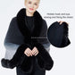 Faux Fur Shawl Wrap Stole Capelet Bridal Winter Wedding with Hook Hooded-black