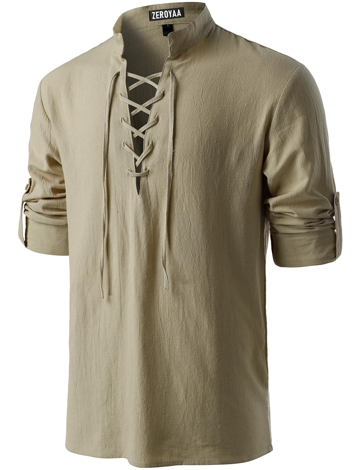 Men's Medieval Vintage Long Sleeve Lace Up Shirt