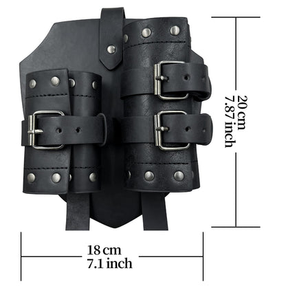 HiiFeuer Medieval Faux Leather Double Back Sword Frog, Mercenary Adjustable Sword Holster, Middle Ages Back Sword Holster Brown a