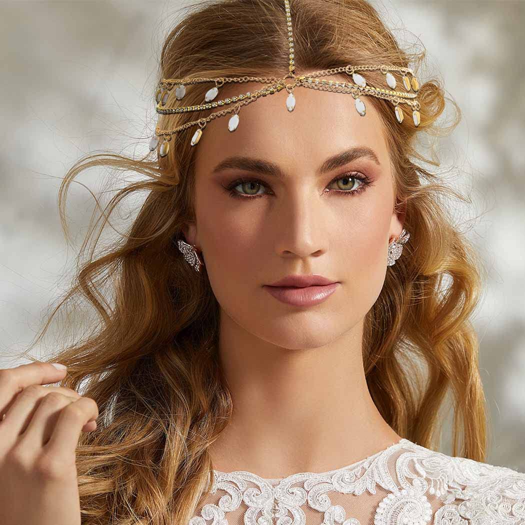 Campsis Gold Festival Sequins Head Chain Gyspy Headpiece Hair Accessories Jewelry for Women and Girls Style1