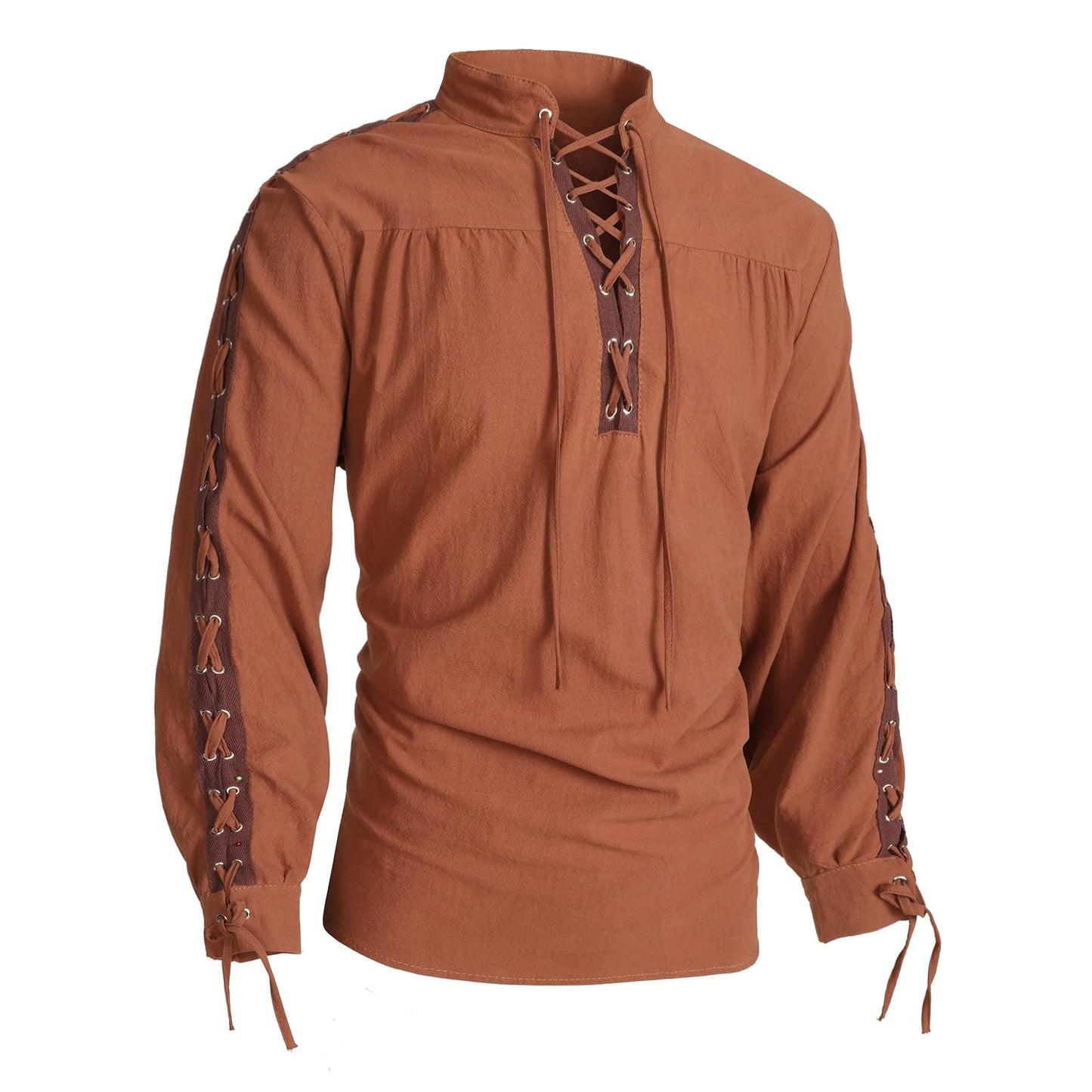 Laced Sleeve Ruched-Front Nobleman's Shirt