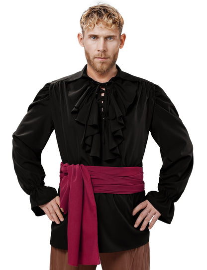 Men's Renaissance Victorian Medieval Pirate Shirt Lace Up Costume Top