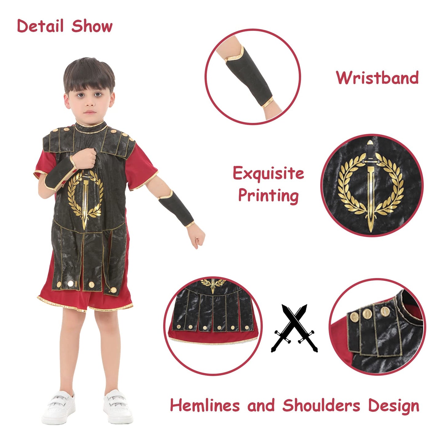 Funivals Boys Costume for Halloween Carnival，Boy Suit Role Play with Accessories Medium Viking Warrior