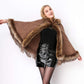 Faux Fur Shawl Wrap Stole Capelet Bridal Winter Wedding with Hook Hooded-black