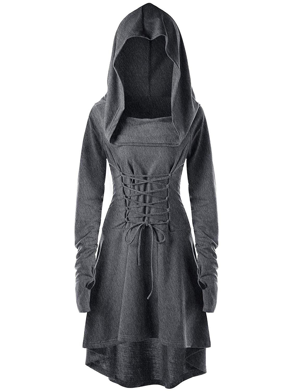 Womens Renaissance Costumes Hooded Robe Lace Up