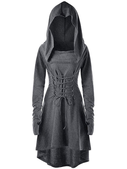 Womens Renaissance Costumes Hooded Robe Lace Up