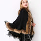 Faux Fur Shawl Wrap Stole Capelet Bridal Winter Wedding with Hook Hooded-black