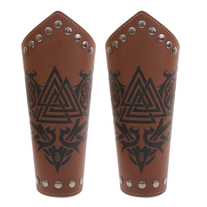 JAOYU Leather Bracer Medieval Vambrace Wrist Armor Arm Cuff Viking Arm Guard Leather Gauntlet Wristband LARP Accessories 2PCS Jyph060-brown