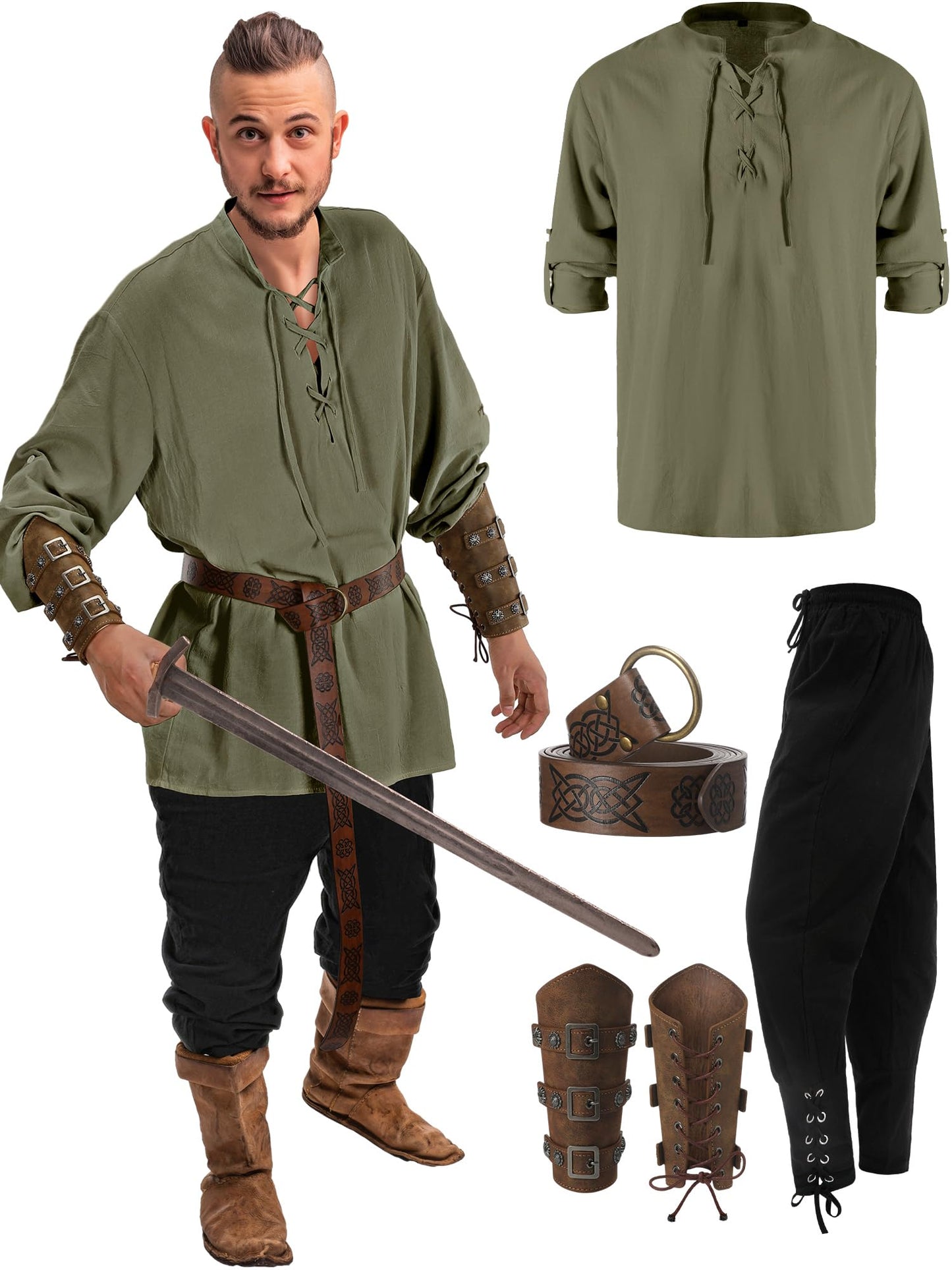 Halloween Men's Renaissance Costume Set 4 Pcs