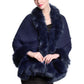 Faux Fur Shawl Wrap Stole Capelet Bridal Winter Wedding with Hook Hooded-black