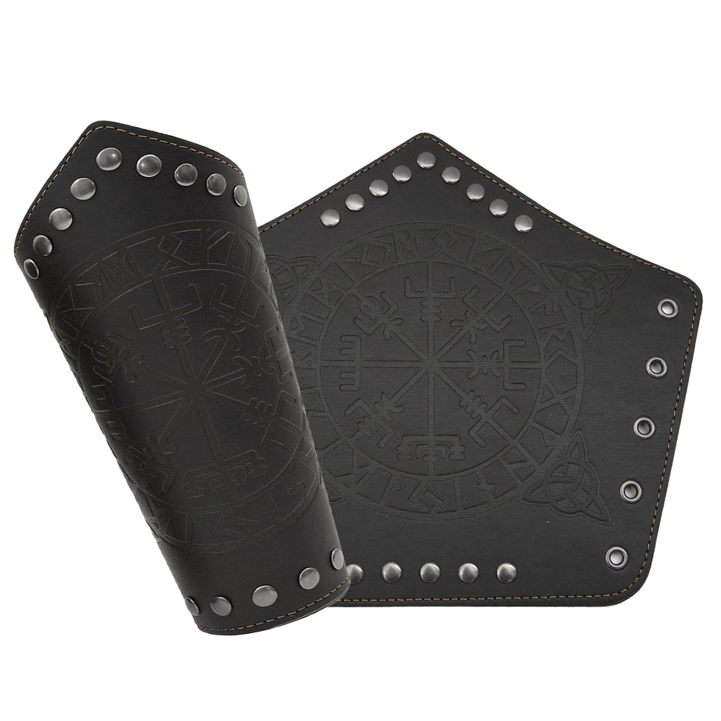 GelConnie Leather Gauntlet Wristband Viking Leather Arm Guard Medieval Armor Bracers Leather Armband Wrist Guards Cosplay Black Leather Bracers