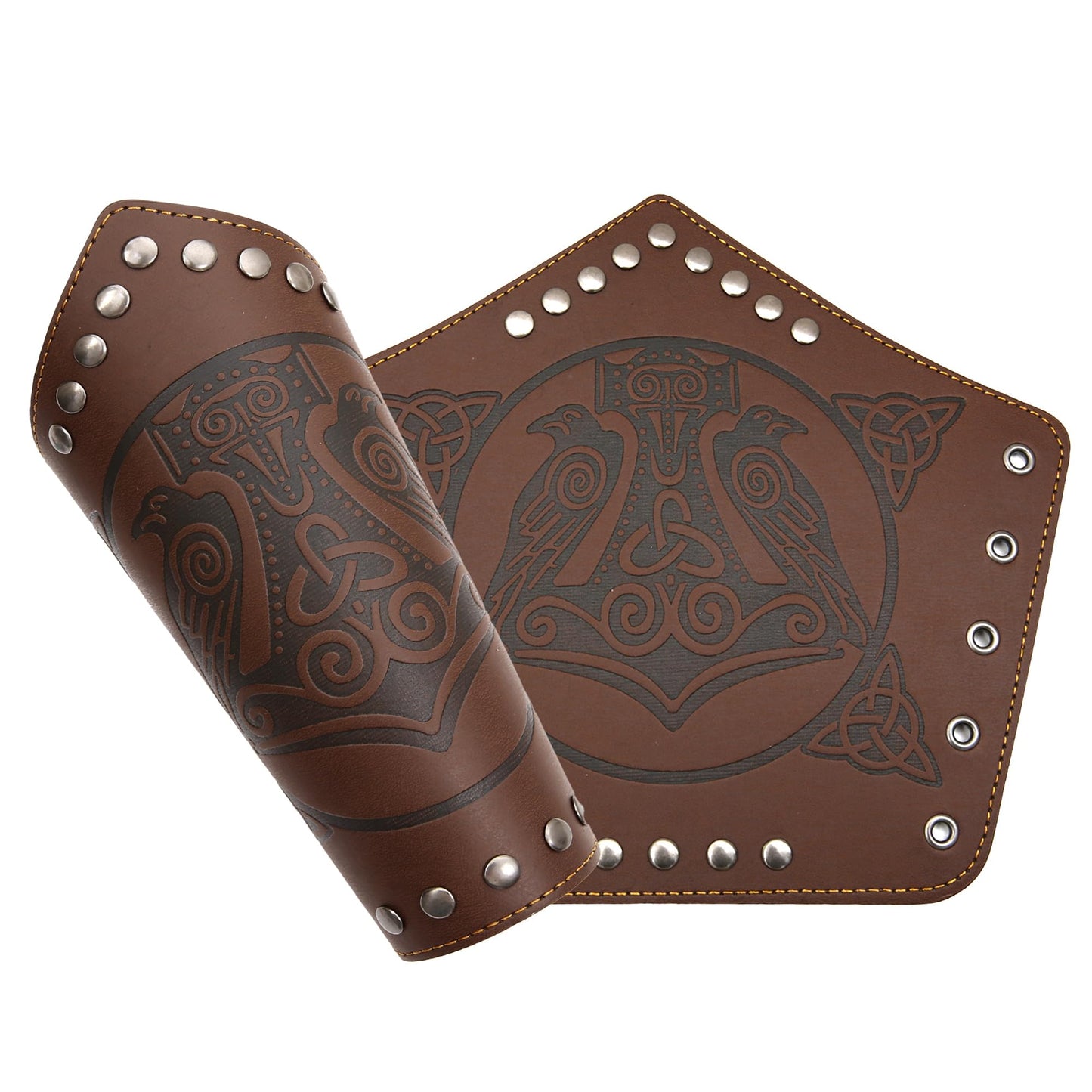 GelConnie Leather Gauntlet Wristband Viking Leather Arm Guard Medieval Armor Bracers Leather Armband Wrist Guards Cosplay Black Leather Bracers