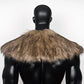 L'VOW Men's Viking Fur Collar Medieval Renaissance Wrap King Warrior Cape Shawl Halloween LARP Winter Cosplay Costume Brown-1