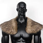 L'VOW Men's Viking Fur Collar Medieval Renaissance Wrap King Warrior Cape Shawl Halloween LARP Winter Cosplay Costume Brown-1
