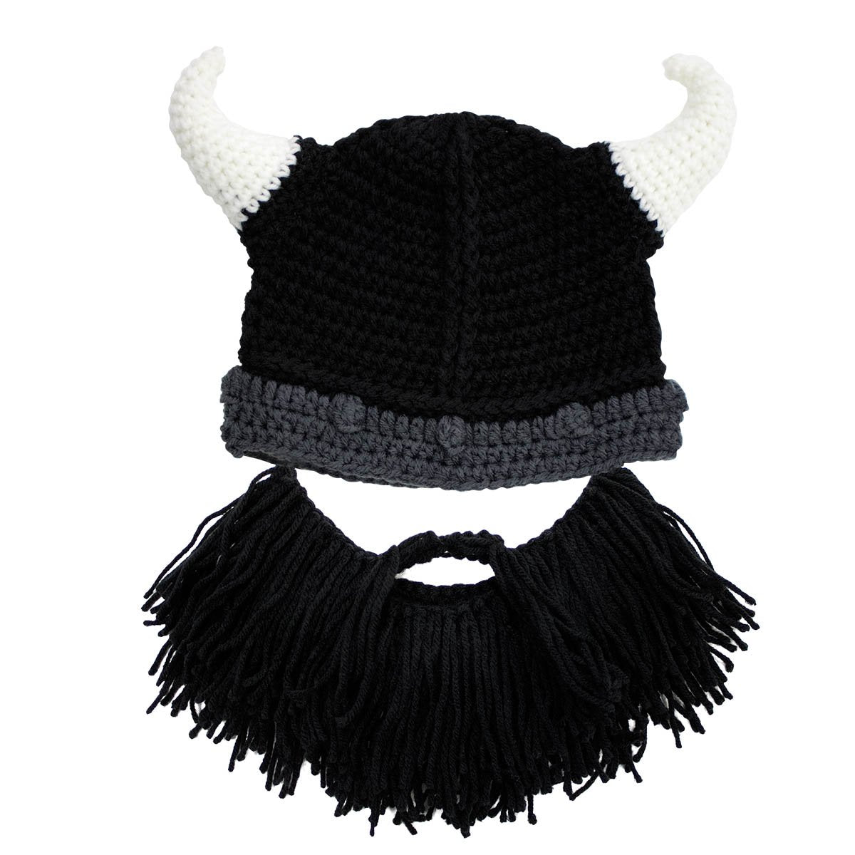 Beard Head Viking Looter - Original Handmade Knit Helmet and Removable Black Beard One Size Looter Brown