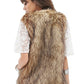 Tanming Women's Fashion Autumn And Winter Warm Short Faux Fur Vests Large Grey