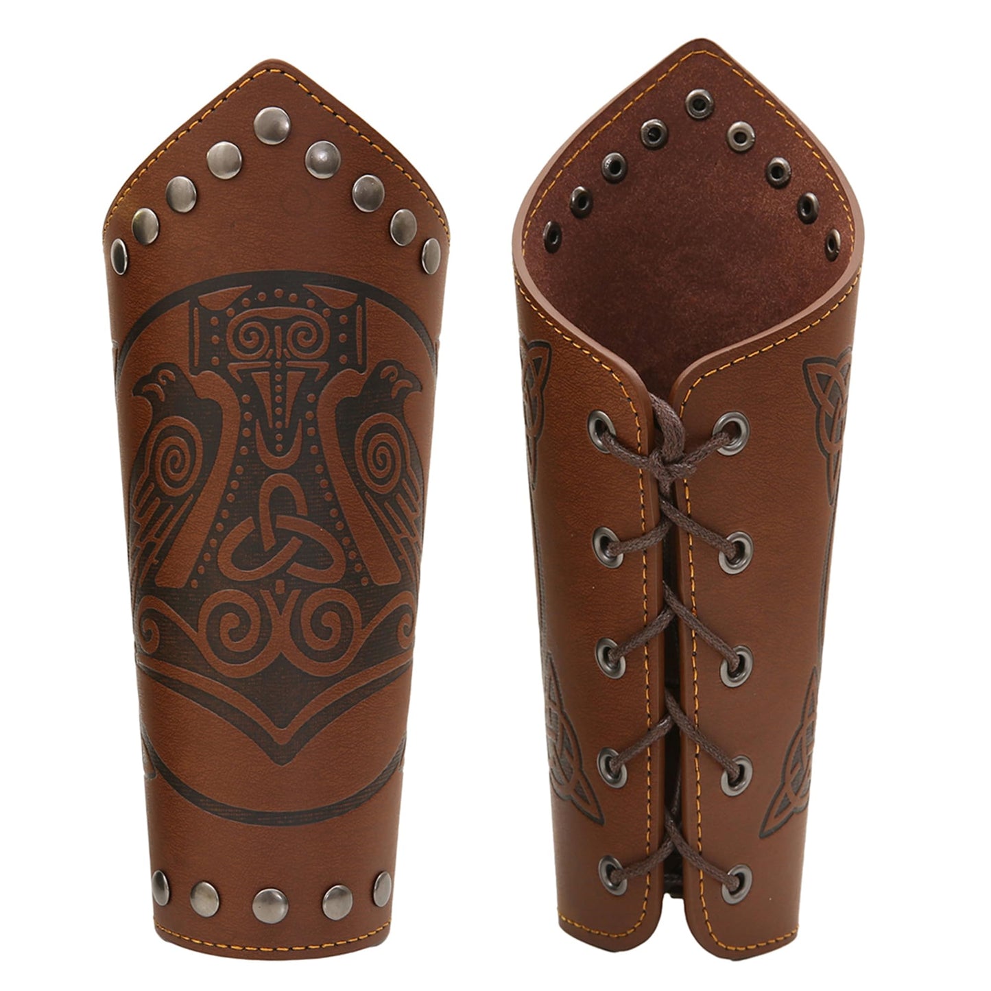 GelConnie Leather Gauntlet Wristband Viking Leather Arm Guard Medieval Armor Bracers Leather Armband Wrist Guards Cosplay Black Leather Bracers