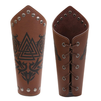 JAOYU Leather Bracer Medieval Vambrace Wrist Armor Arm Cuff Viking Arm Guard Leather Gauntlet Wristband LARP Accessories 2PCS Jyph060-brown