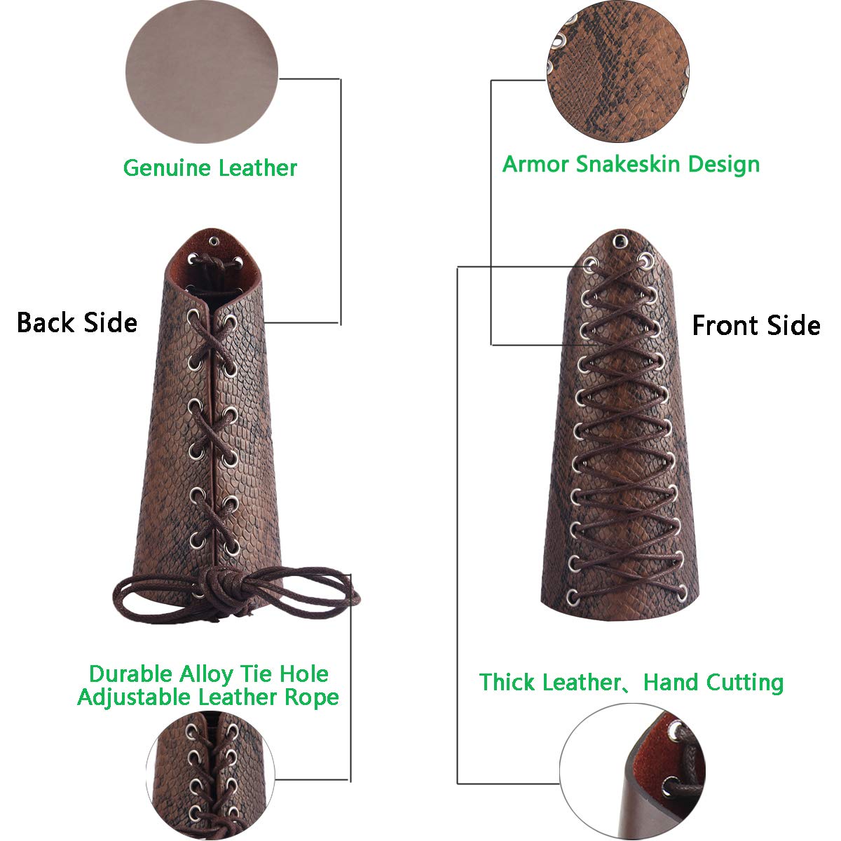 GelConnie Leather Gauntlet Wristband Viking Leather Arm Guard Medieval Armor Bracers Leather Armband Wrist Guards Cosplay Black Leather Bracers