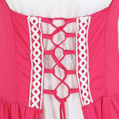 Pink Long Sleeve Irish Renaissance Dress Women's Pirate Costume