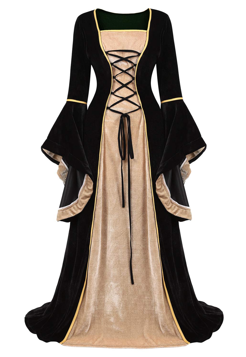 Black Women's Medieval Renaissance Costume Velvet Queen Dresses