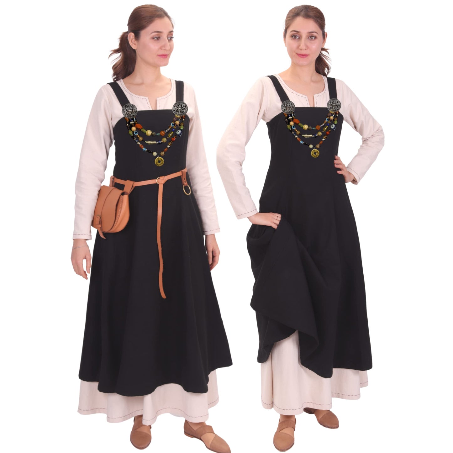 Wool Viking Apron Overdress with Laced Back