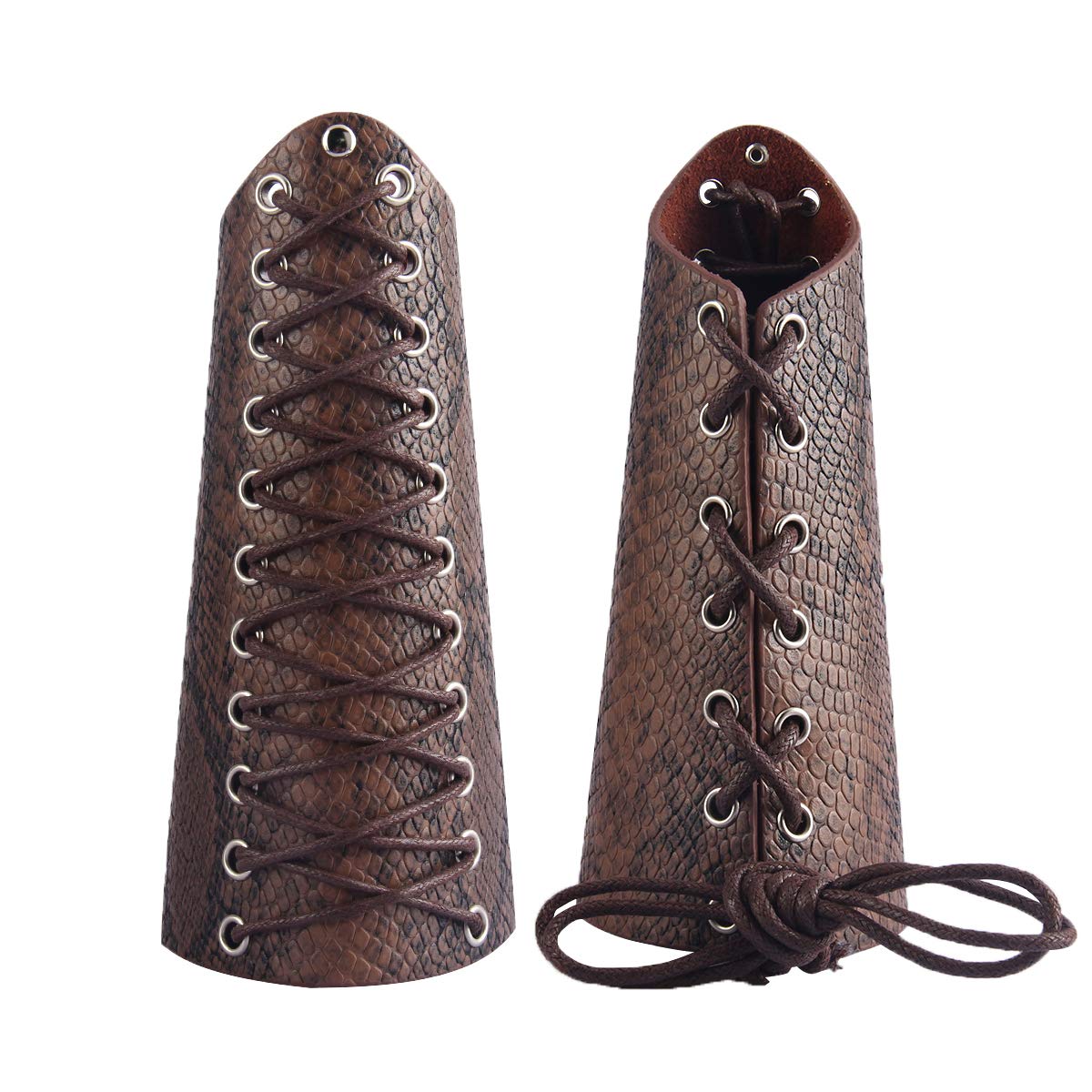 GelConnie Leather Gauntlet Wristband Viking Leather Arm Guard Medieval Armor Bracers Leather Armband Wrist Guards Cosplay Black Leather Bracers