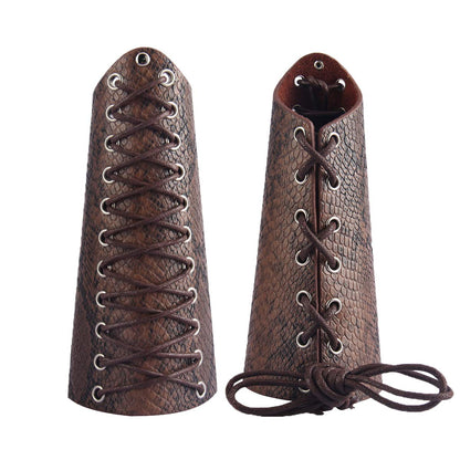 GelConnie Leather Gauntlet Wristband Viking Leather Arm Guard Medieval Armor Bracers Leather Armband Wrist Guards Cosplay Black Leather Bracers