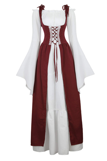 Pink Long Sleeve Irish Renaissance Dress Women's Pirate Costume