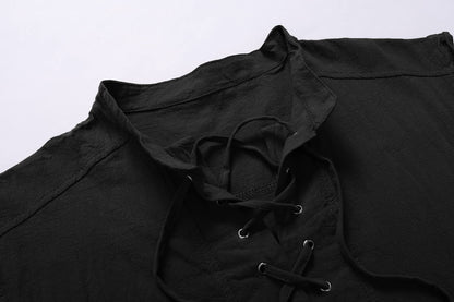 Mens Medieval Renaissance Pirate Costume Sleeveless Lace-up