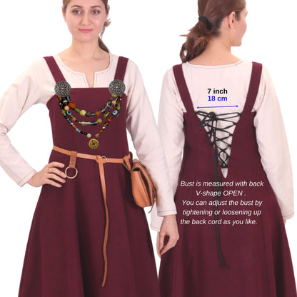 Wool Viking Apron Overdress with Laced Back