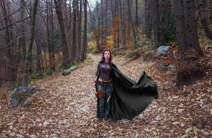 HOMELEX Black Witch Velvet Cloak Halloween Maleficent Hooded Cape Queen King Robe Outfit Renaissance Medieval Costume Green