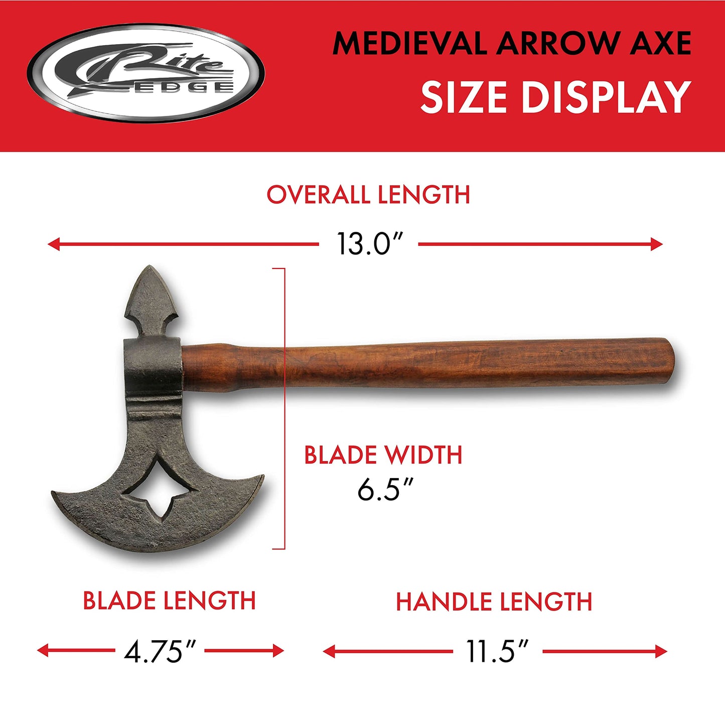 13" Wood Handle Carbon Steel Handcrafted Replica Medieval Axe