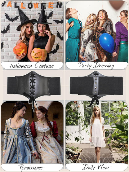 Womens Corset Belts Lace-up Tied Waspie Belt Retro Waist Cinch Belt