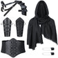 Medieval Knight PU Leather Corset Belt Shawl Men Renaissance Half Shoulder Cape Scarf Buckle Bracers Retro Accessories One Size Type1