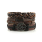 HZMAN Genuine Leather Tree of life Bracelets Men Women, Tiger Eye Natural Stone Lava Rock Beads Ethnic Tribal Elastic Bracelets Wristbands Classic Set