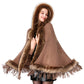 Faux Fur Shawl Wrap Stole Capelet Bridal Winter Wedding with Hook Hooded-black