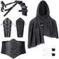 Medieval Knight PU Leather Corset Belt Shawl Men Renaissance Half Shoulder Cape Scarf Buckle Bracers Retro Accessories One Size Type1