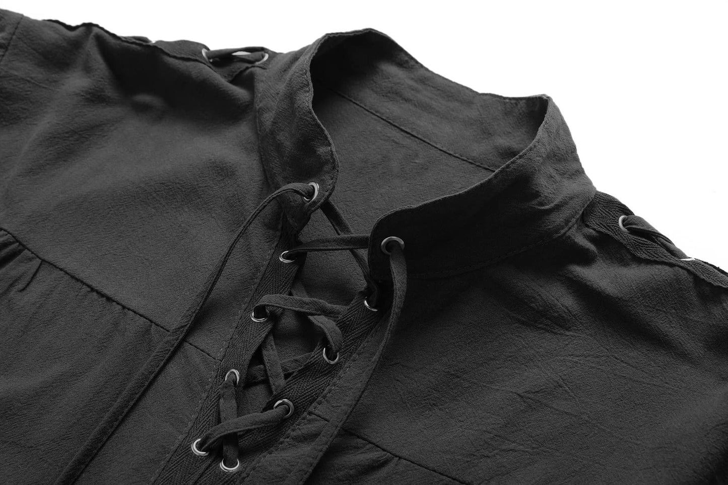 Laced Sleeve Ruched-Front Nobleman's Shirt