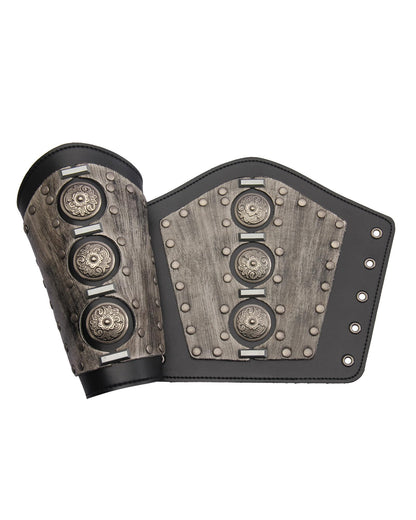 JAOYU Leather Bracer Medieval Vambrace Wrist Armor Arm Cuff Viking Arm Guard Leather Gauntlet Wristband LARP Accessories 2PCS Jyph060-brown