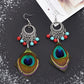 Punk Vintage Long Tassel Feather Beads Drop Wolf Tooth Pendant Earring Fish Hook Earrings Brown A