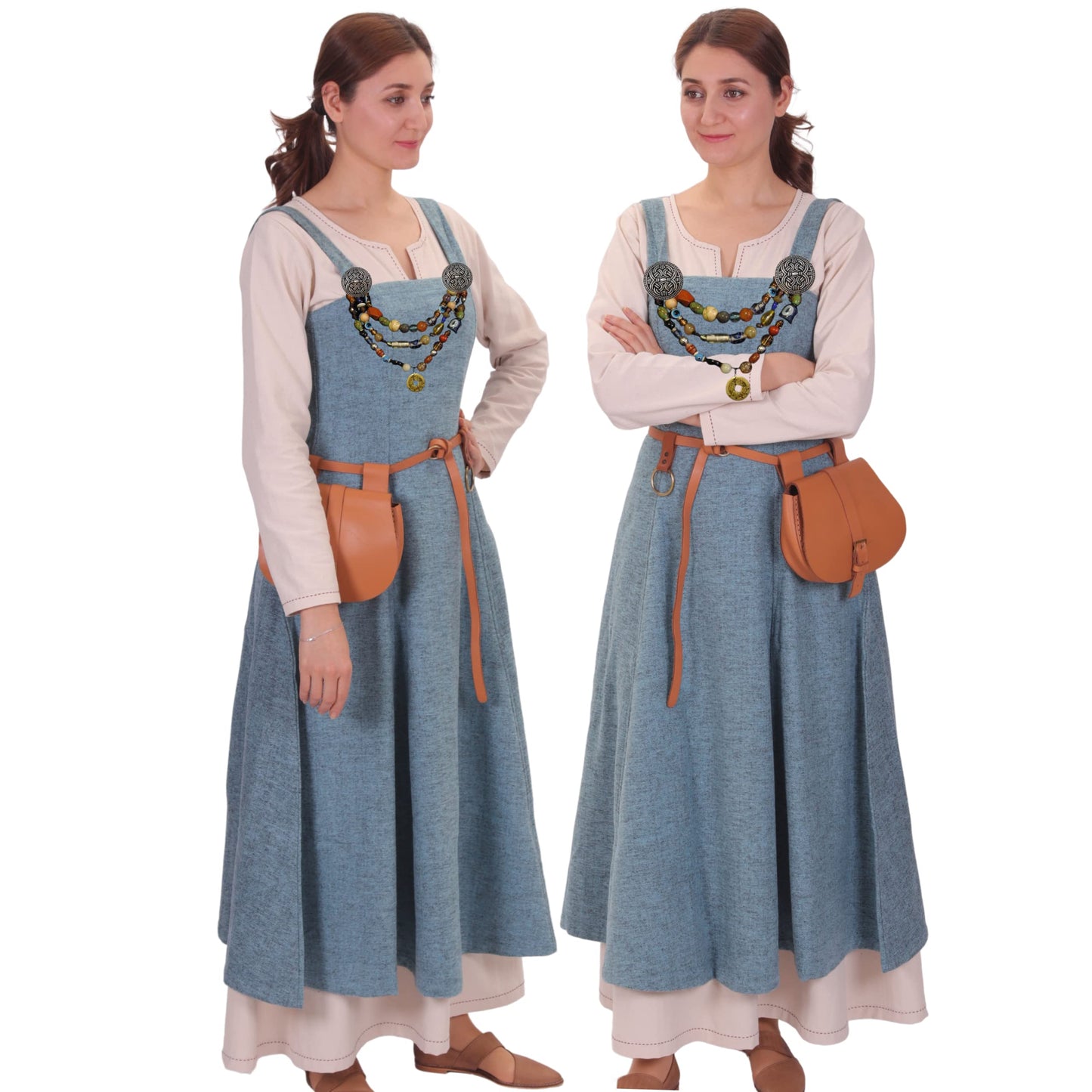 Wool Viking Apron Overdress with Laced Back