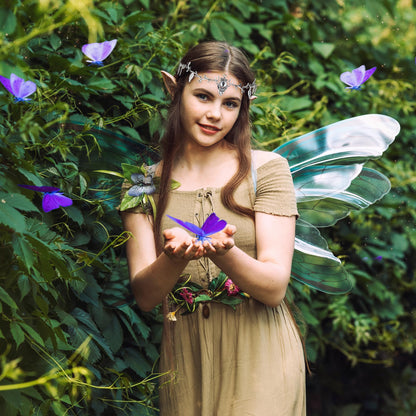FRESHME Elf Ears with Deer Head Chain, Sliver Antler Headpieces and Fairy Ears Viking Vintage Headbands Headdress Jewelry for Women Girls Masquerade Halloween Cosplay Costume Hair Accessories Sliver Antler Headpiece