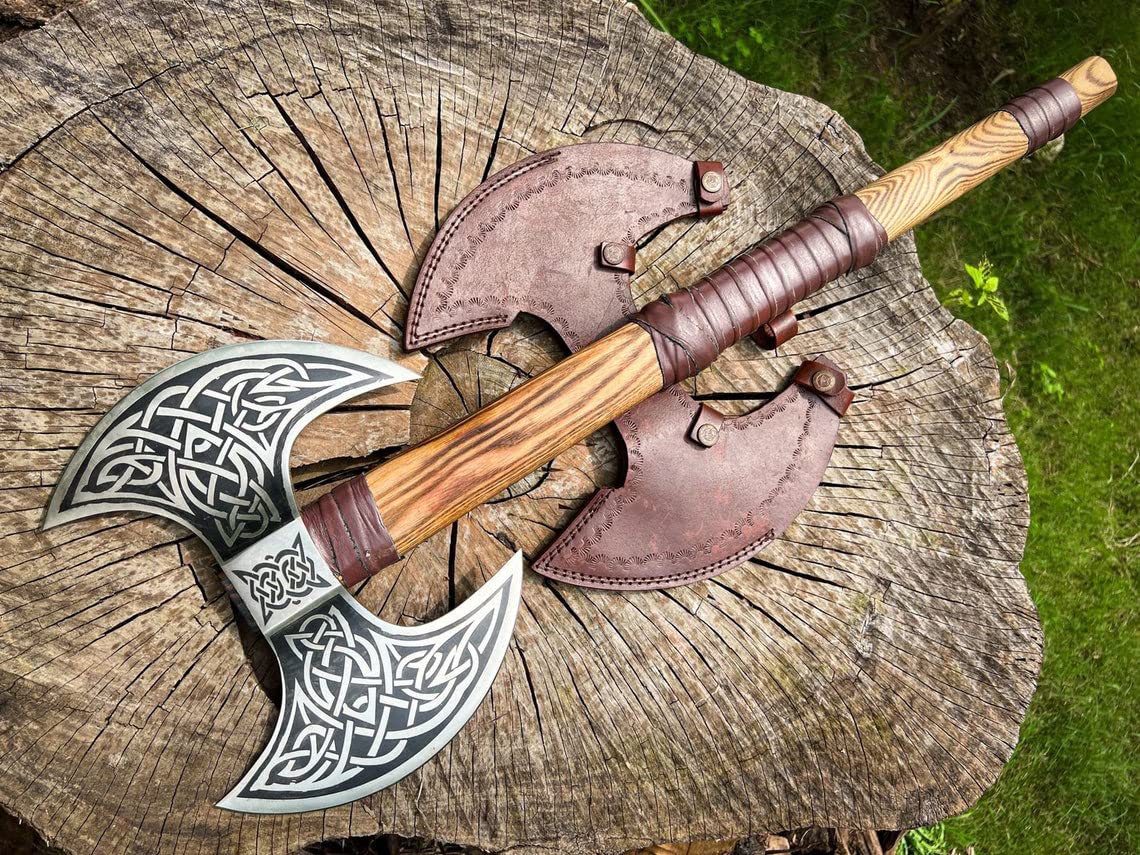 Double Sided Norse Knotwork Viking Battle Axe