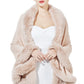 Faux Fur Shawl Wrap Stole Capelet Bridal Winter Wedding with Hook Hooded-black