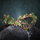 Bronze Elf Fairy Flower Crown - Handmade Moon Dragon Elven Headpiece with Crystal Viking Celtic Headband Woodland Wreath Tiara for Women Men Renaissance Cosplay Photo Shoot Accessories Bronze Woodland Fairy Crown